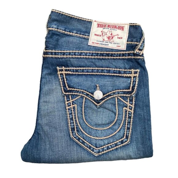 True Religion Jeans Size 36 ROPESTITCH BIG T Blue - Picture 1 of 7
